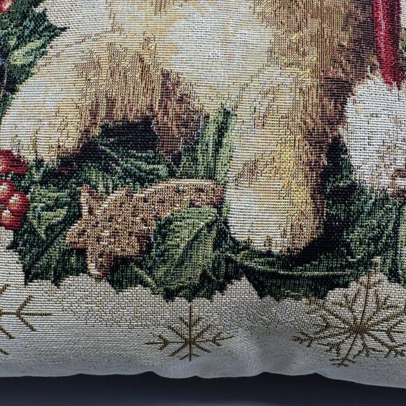 Caldeira Christmas Santa Hat Cat Wreath Snowflake Decorative Pillow Tapestry 19" - Picture 5 of 9